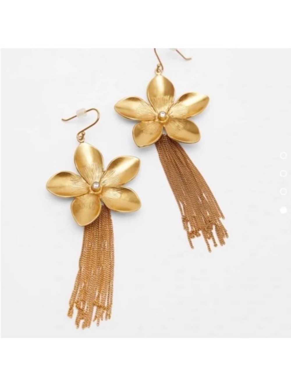 Zara gold flower and tassel earrings